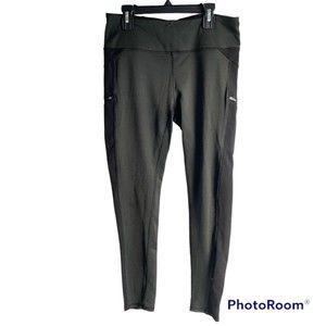 Z BY ZOBHA Herringbone Olive Green‎ and Black Ladies Athletic Yoga Leggings, M